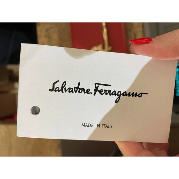 Salvatore Ferragamo Gancini continental wallet RED Gold Leather Clutch Large - Picture 10 of 11